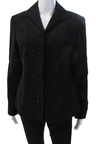 Lafayette 148 New York Womens Black Collared Long Sleeve Blazer Size 8