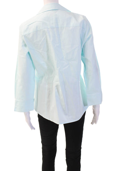 Foxcroft Womens Light Blue Collared Cotton Basic Button-Up 3/4 Sleeve Size 6