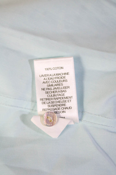 Foxcroft Womens Light Blue Collared Cotton Basic Button-Up 3/4 Sleeve Size 6