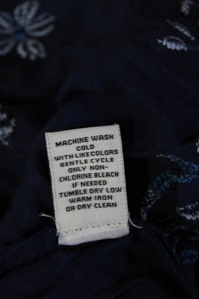Neiman Marcus Womens Dark Blue Floral Rayon Kimono Short Sleeve Boho Size S