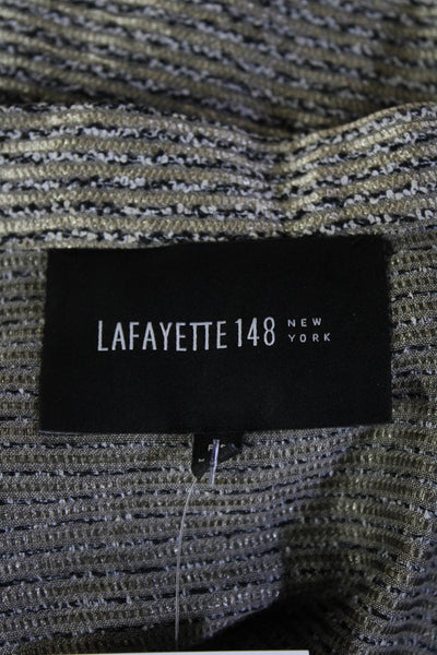 Lafayette 148 New York Womens Collared Striped Beige Jacket 3/4 Sleeve Size S