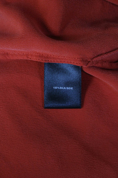 Lafayette 148 New York Womens Tunic Orange Silk Button Short Sleeve Size L