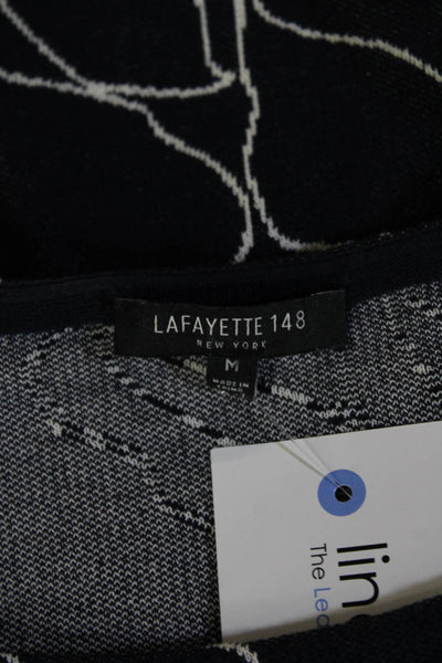 Lafayette 148 New York Women Dark Blue Floral Cotton Tunic 3/4 Sleeve Size M