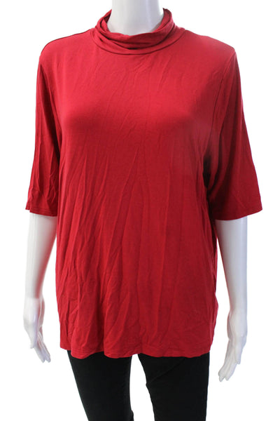 Lauren Ralph Lauren Womens Tunic Red Mock Neck 3/4 Sleeve Size 1X