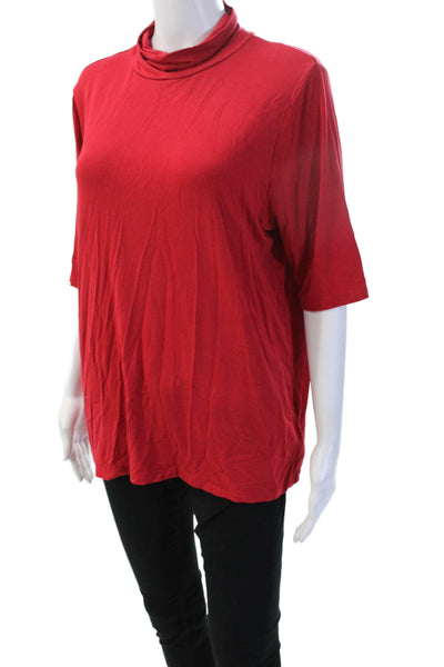 Lauren Ralph Lauren Womens Tunic Red Mock Neck 3/4 Sleeve Size 1X