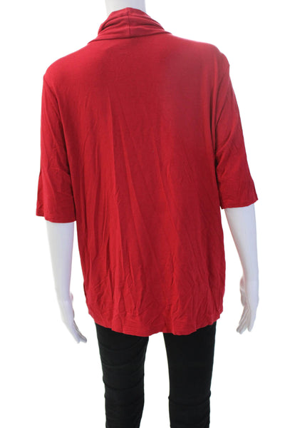Lauren Ralph Lauren Womens Tunic Red Mock Neck 3/4 Sleeve Size 1X