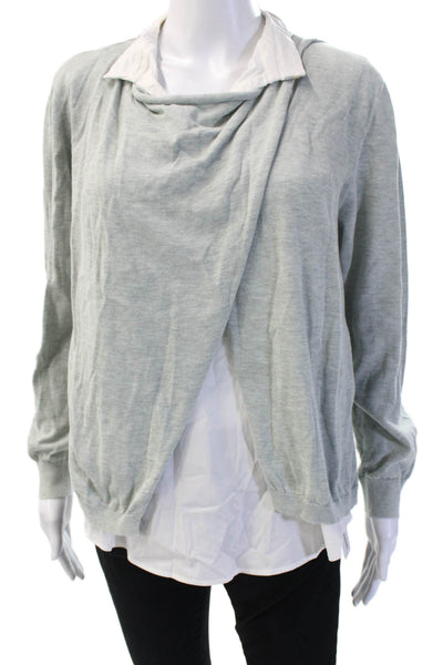 Fabiana Filippi Ladies Collared Long Sleeve Gray Sweater Size XL