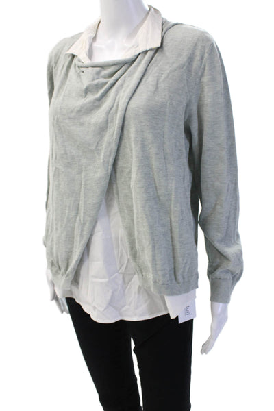 Fabiana Filippi Ladies Collared Long Sleeve Gray Sweater Size XL