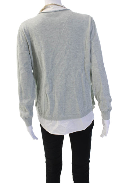 Fabiana Filippi Ladies Collared Long Sleeve Gray Sweater Size XL