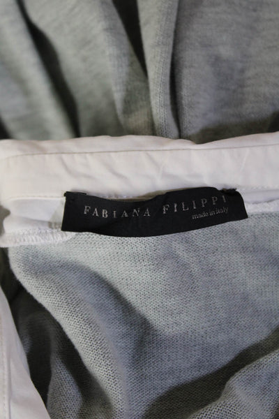 Fabiana Filippi Ladies Collared Long Sleeve Gray Sweater Size XL
