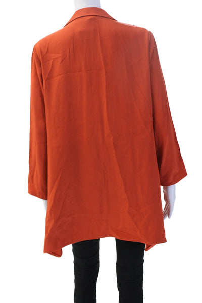 Lafayette 148 New York Womens Tunic Silk Long Sleeve Collared Orange Size M