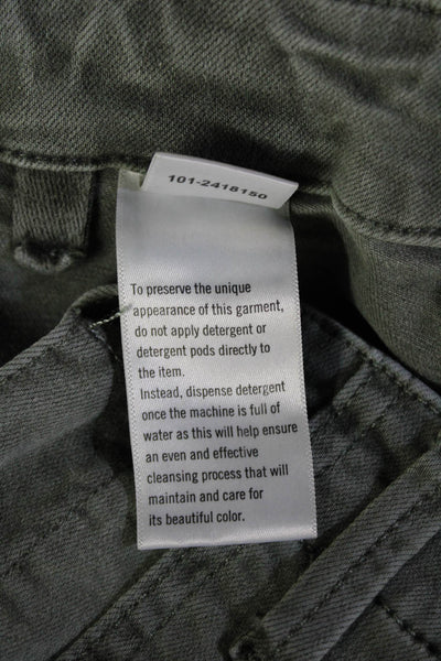 Paige Women Green Cropped Jogger Pants Button Closure Size 25