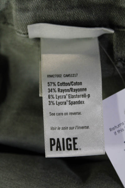 Paige Women Green Cropped Jogger Pants Button Closure Size 25