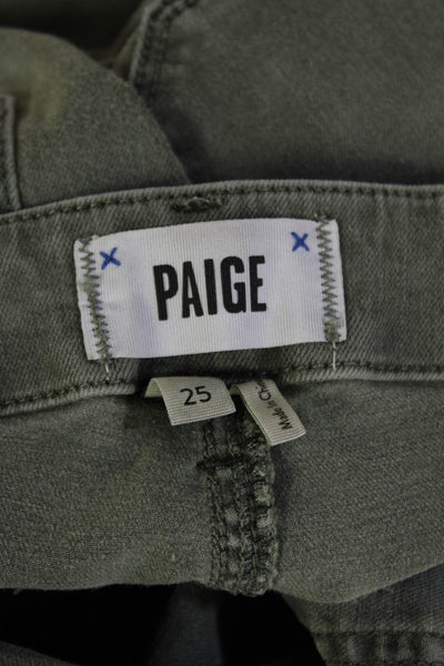 Paige Women Green Cropped Jogger Pants Button Closure Size 25
