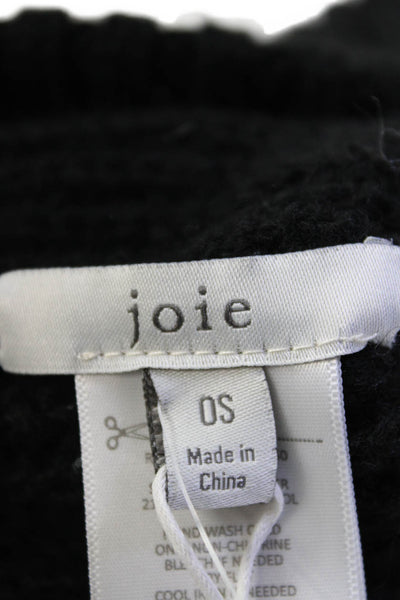 Joie Womens Ribbed Knit Aviba Beanie Hat Caviar Black One Size