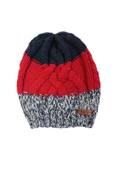 Levis Unisex Cable Knit Striped Beanie Hat Red White Blue Size S/M