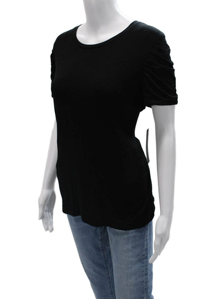 Elie Tahari Women Basic Black Short Sleeve T-Shirt Round Neck Designer Size L