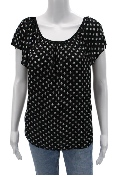 philosophy Women Basic Sleeveless Geometric Black Blouse Size L