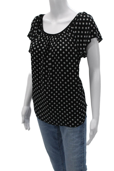 philosophy Women Basic Sleeveless Geometric Black Blouse Size L