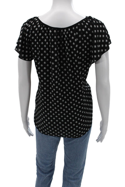 philosophy Women Basic Sleeveless Geometric Black Blouse Size L