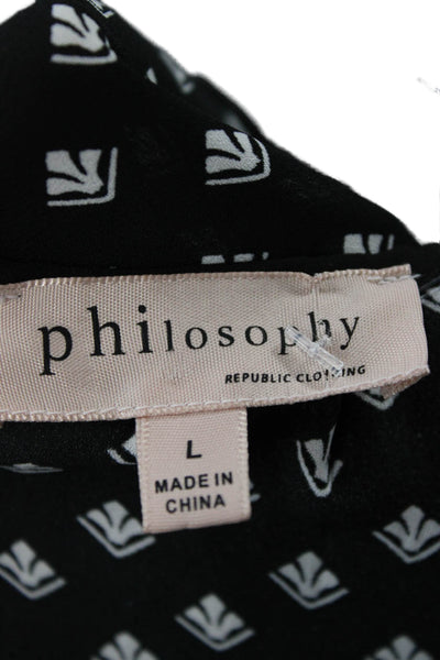 philosophy Women Basic Sleeveless Geometric Black Blouse Size L