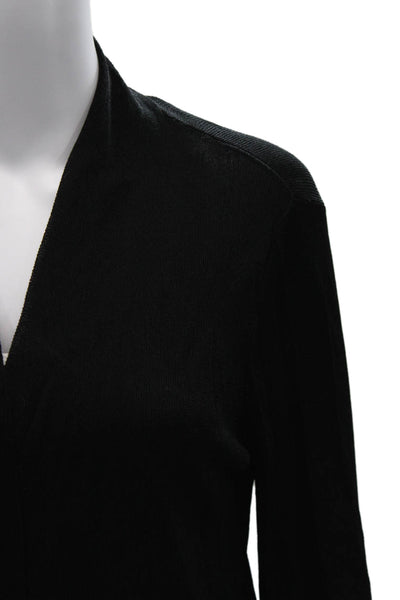 Eileen Fisher Womens Basic V-Neck Long Sleeve Black Sweater Size M