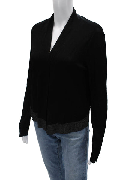 Eileen Fisher Womens Basic V-Neck Long Sleeve Black Sweater Size M