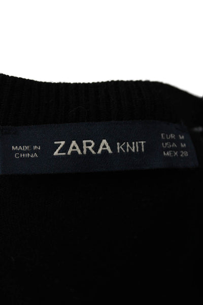 Zara Unisex Black Pullover Sweater Crewneck Long Sleeve Size M
