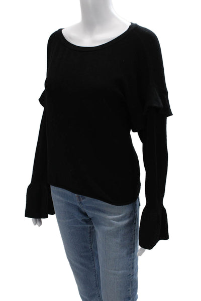 Zara Unisex Pullover Sweater Black Round Neck Long Sleeve Viscose Size S