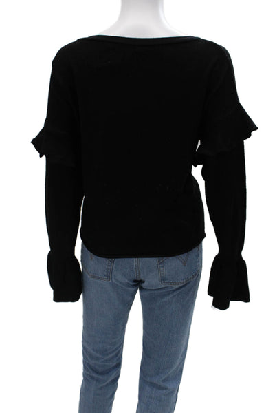 Zara Unisex Pullover Sweater Black Round Neck Long Sleeve Viscose Size S