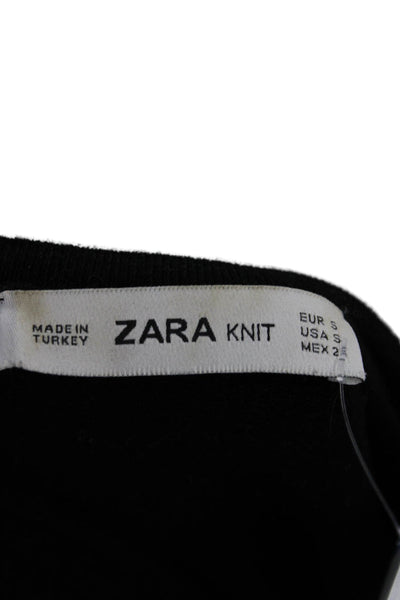 Zara Unisex Pullover Sweater Black Round Neck Long Sleeve Viscose Size S
