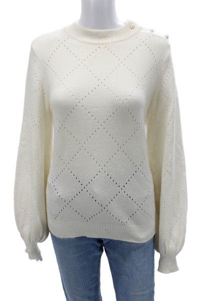 Who What Wear Unisex Pullover Crew Neck Argyle Button Sweater Size M