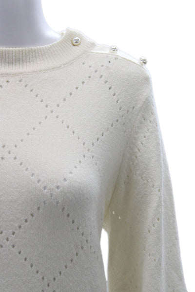 Who What Wear Unisex Pullover Crew Neck Argyle Button Sweater Size M