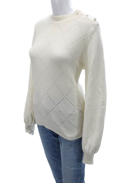 Who What Wear Unisex Pullover Crew Neck Argyle Button Sweater Size M