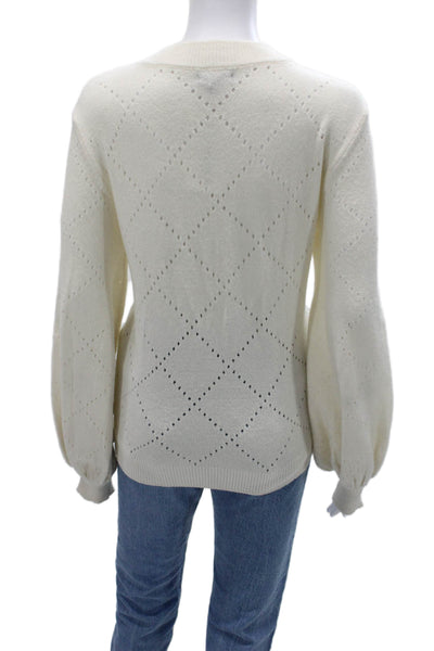 Who What Wear Unisex Pullover Crew Neck Argyle Button Sweater Size M