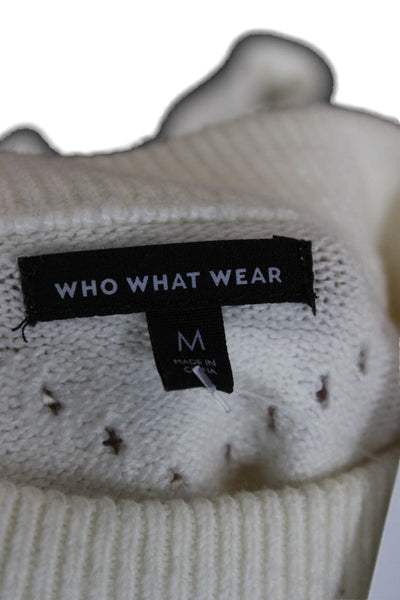 Who What Wear Unisex Pullover Crew Neck Argyle Button Sweater Size M