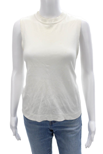 Rag & Bone Jean Womens Sleeveless Basic Tank White 100% Cotton Mock Neck Size M