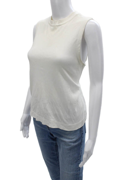 Rag & Bone Jean Womens Sleeveless Basic Tank White 100% Cotton Mock Neck Size M