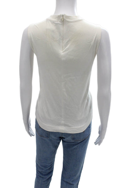 Rag & Bone Jean Womens Sleeveless Basic Tank White 100% Cotton Mock Neck Size M