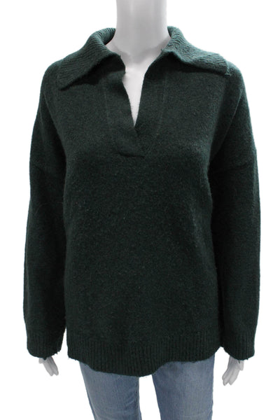 Zara Unisex Green Collared Long Sleeve Pullover Sweater Size S