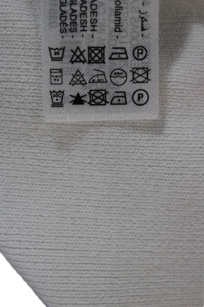 Zara Womens Sleeveless V-Neck Basic Button-Up Sweater White Size L