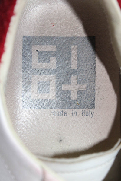 Gio+ Womens Lace Up Suede Trim Star Low Top Sneakers White Red Size 40