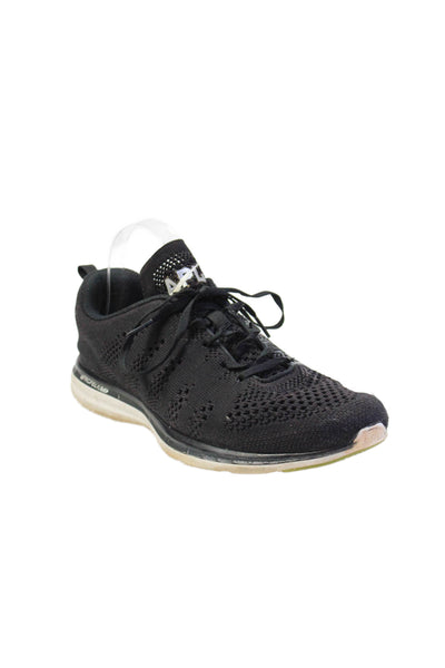 APL Womens Lace Up Knit Logo Low Top Sneakers Black Gray Size 10