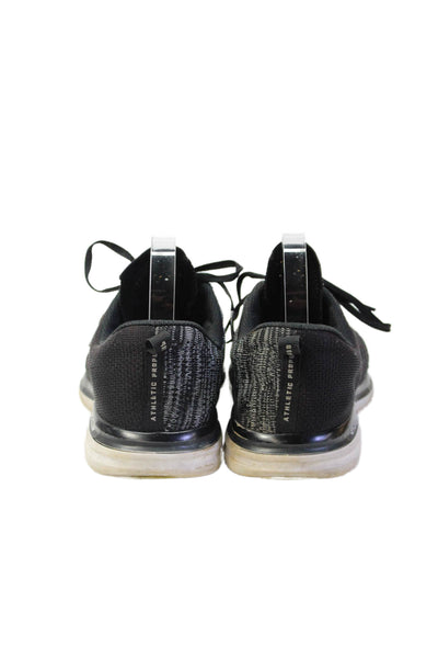 APL Womens Lace Up Knit Logo Low Top Sneakers Black Gray Size 10