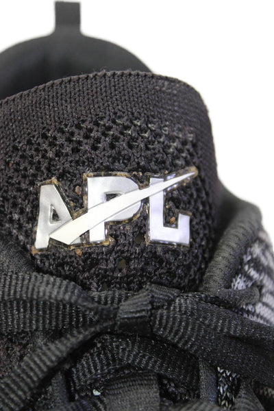 APL Womens Lace Up Knit Logo Low Top Sneakers Black Gray Size 10