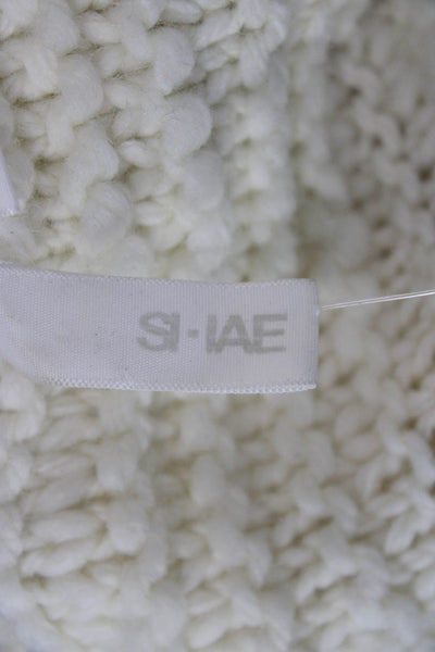 Si-Iae Unisex Cardigan Full Zip Beige V Neck Acrylic Wool Long Sleeve Size S