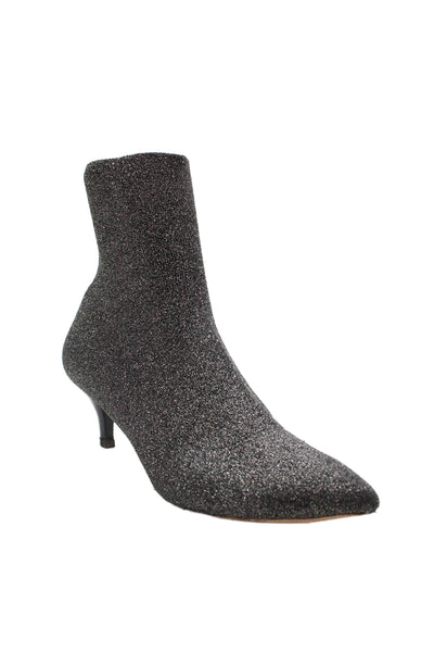 Loeffler Randall Womens Metallic Pointed Toe Stretch Booties Silver Size 8.5