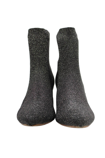 Loeffler Randall Womens Metallic Pointed Toe Stretch Booties Silver Size 8.5