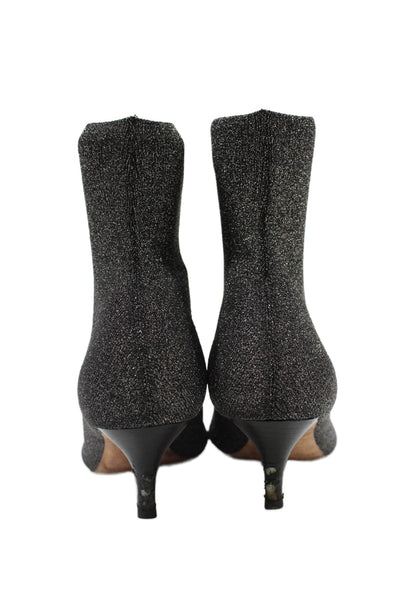 Loeffler Randall Womens Metallic Pointed Toe Stretch Booties Silver Size 8.5