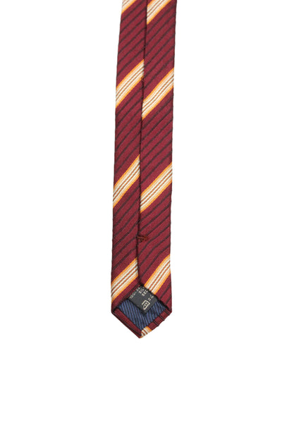 Ermenegildo Zegna Mens Silk Striped Classic Necktie Red Orange